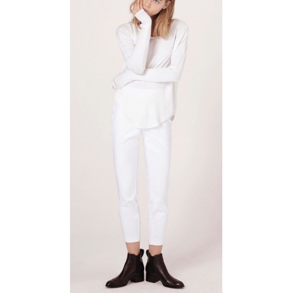 rag & bone Pants - Rag & Bone White Simone High Rise Cropped Pant